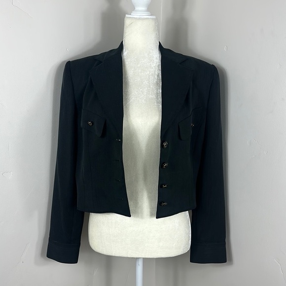 Werner Jackets & Blazers - Werner Appertiv Black Lined 100% Silk Crop Blazer 8